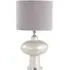 Opal Glass Table Lamp with Faux Silk Shade - Grey