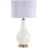 Pearl Glass Table Lamp with Velvet Shade - White