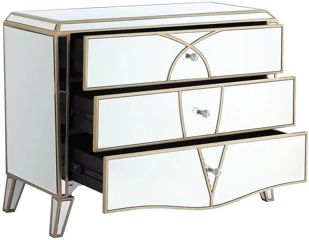 Pristina Mirrored 3 Drawer Chest - Champagne