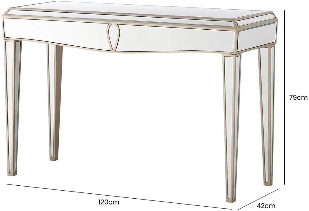 Pristina Mirrored Console Table - Champagne