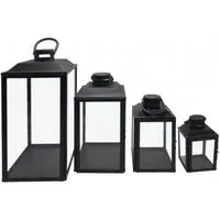 Set of 4 Lanterns - Black, Steel