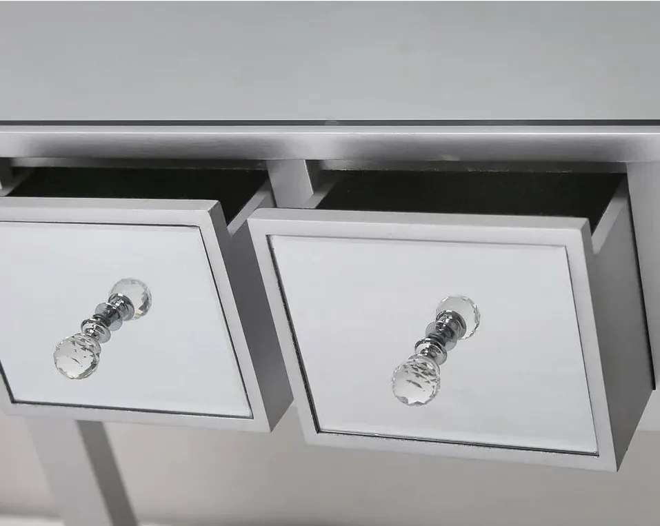 Siena 4 Drawer Console Table - Silver, Mirrored