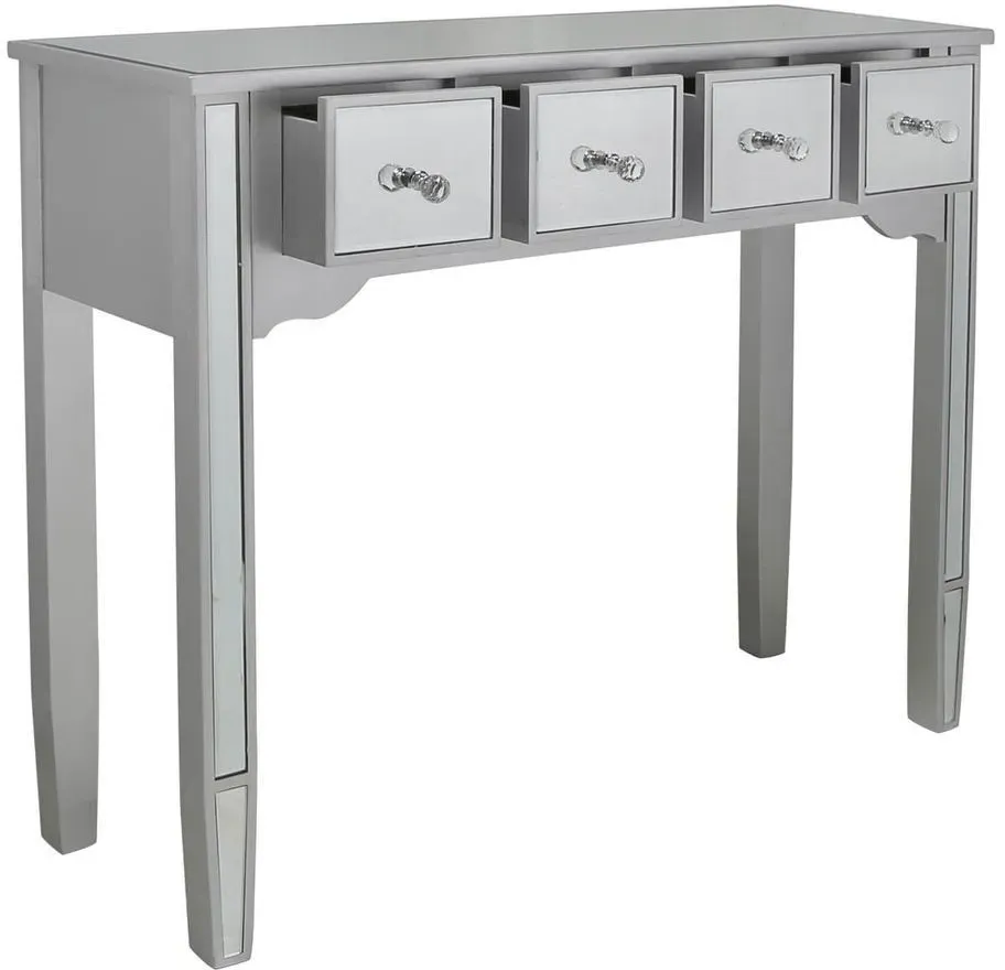 Siena 4 Drawer Console Table - Silver, Mirrored