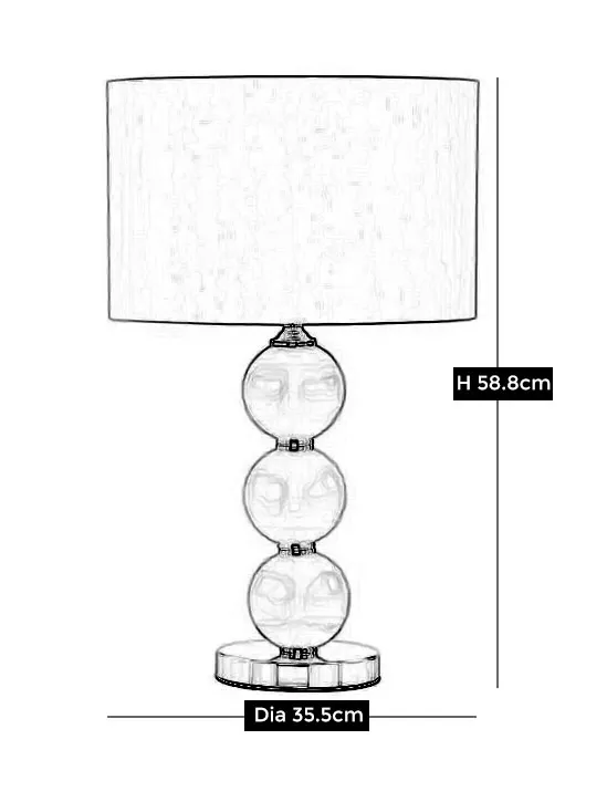 Small Opal Glass Table Lamp with Faux Silk Shade - Grey