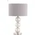 Small Opal Glass Table Lamp with Faux Silk Shade - Grey
