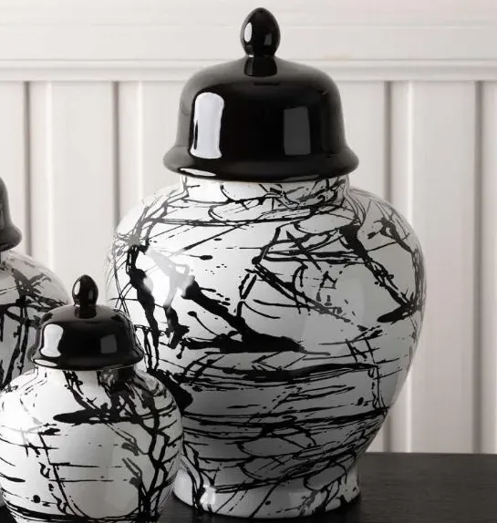 Splash Ginger Jar - Black and White