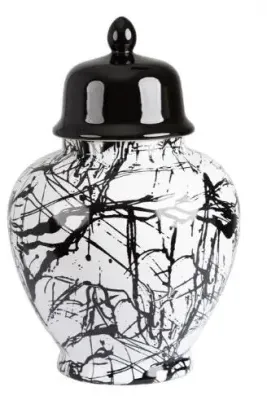 Splash Ginger Jar - Black and White image