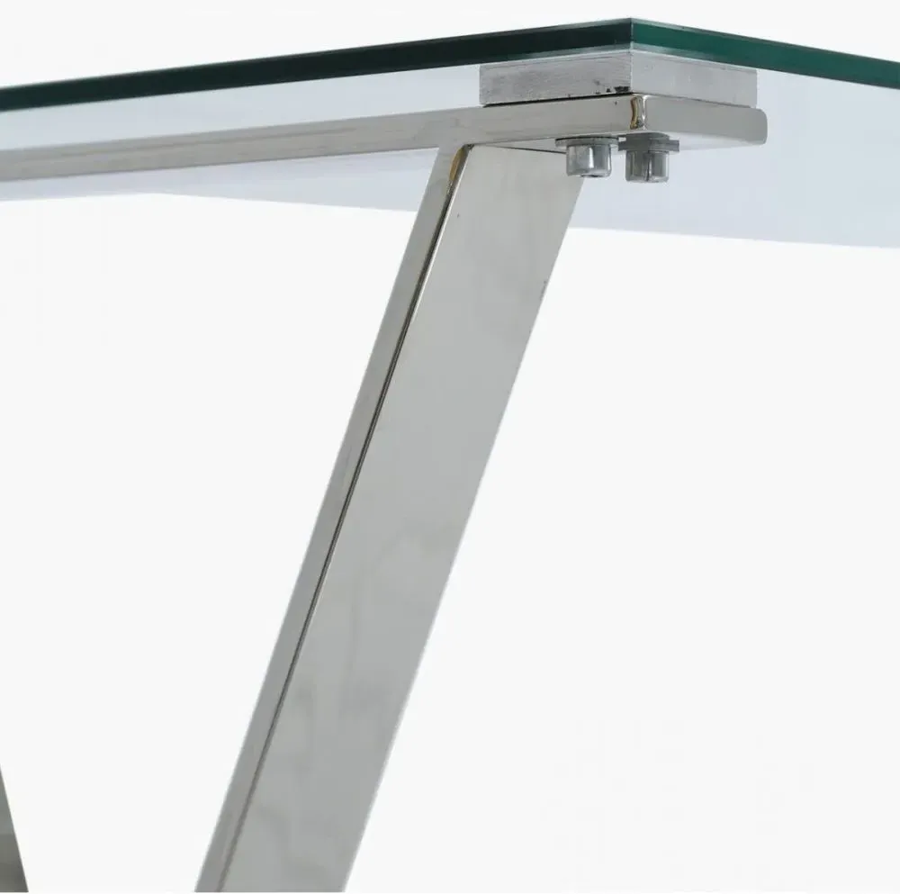 Taylor Cross Frame Desk - Chrome, Glass