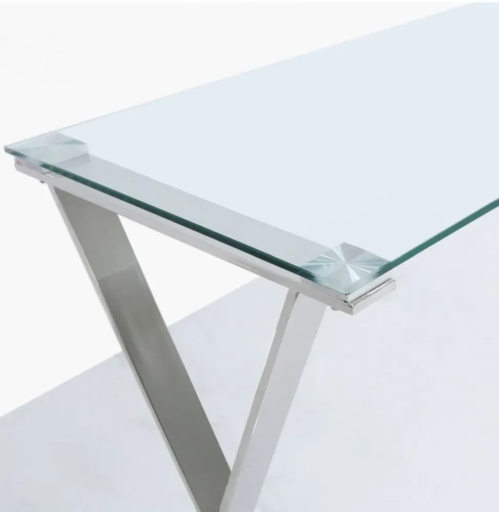 Taylor Cross Frame Desk - Chrome, Glass