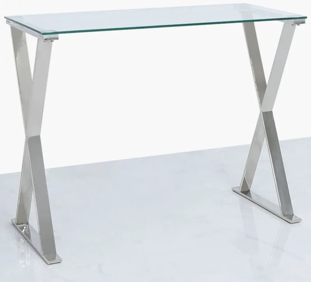 Taylor Cross Frame Desk - Chrome, Glass