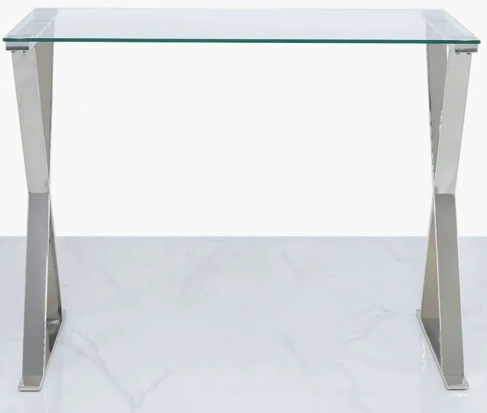 Taylor Cross Frame Desk - Chrome, Glass