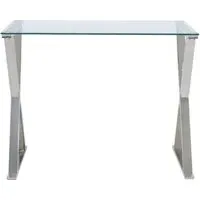 Taylor Cross Frame Desk - Chrome, Glass
