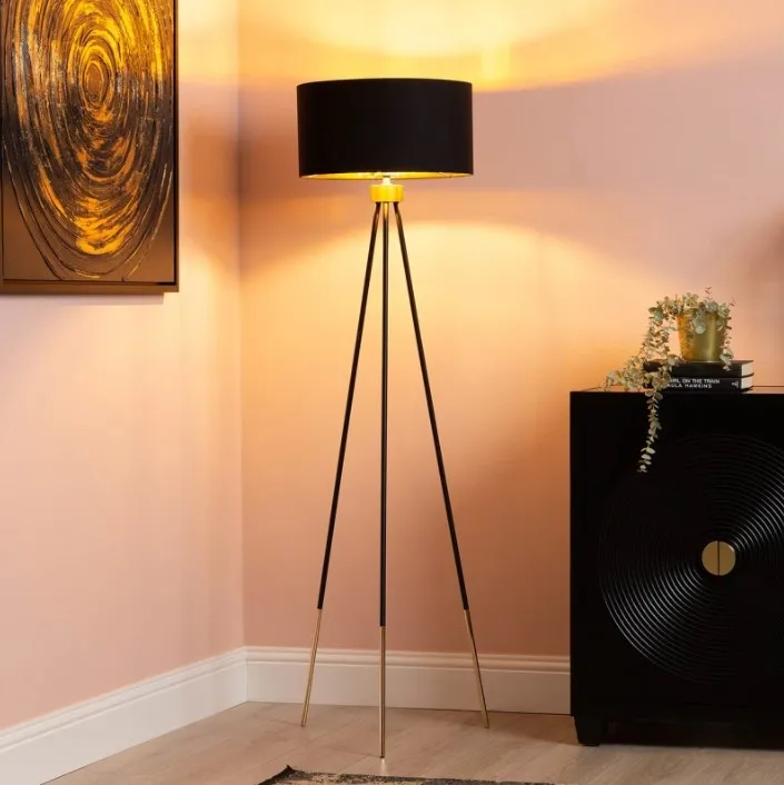 Tripod Floor Lamp - Black, Linen