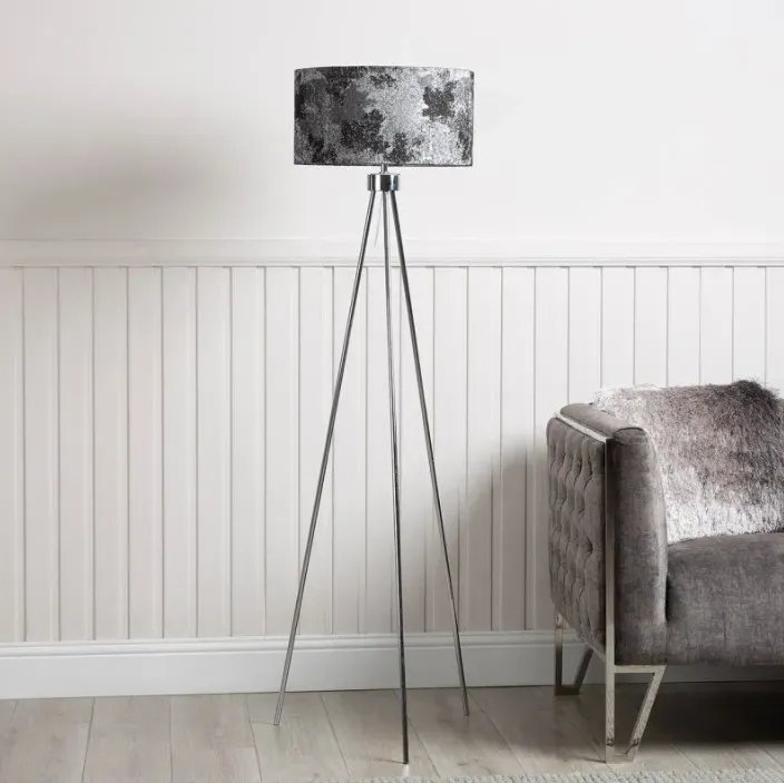 Tripod Floor Lamp - Chrome, Linen