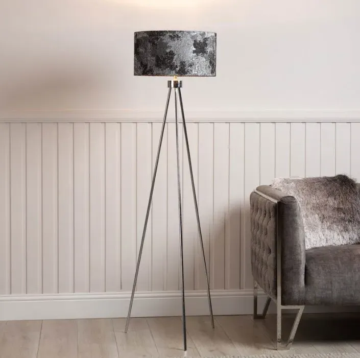 Tripod Floor Lamp - Chrome, Linen