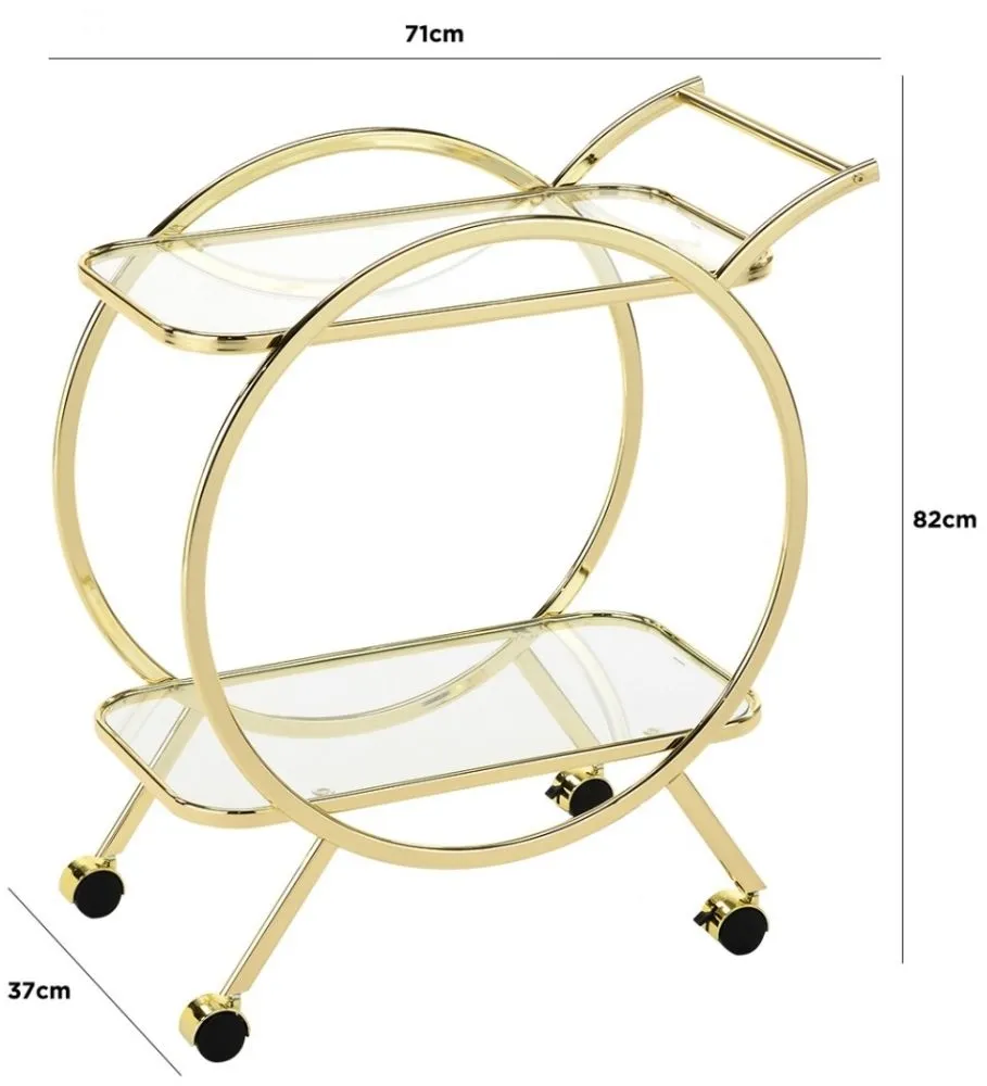 Value Harry Drinks Trolley - Gold, Glass