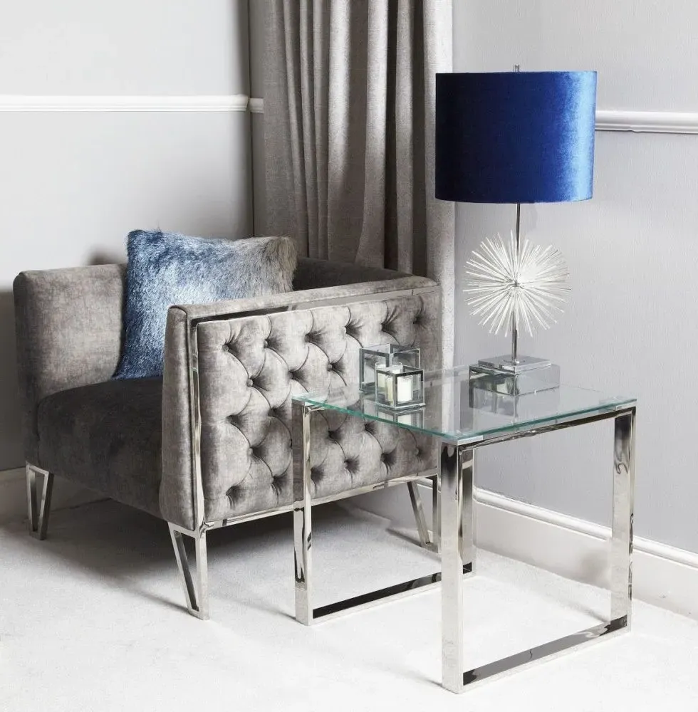 Value Harry End Table - Chrome, Glass