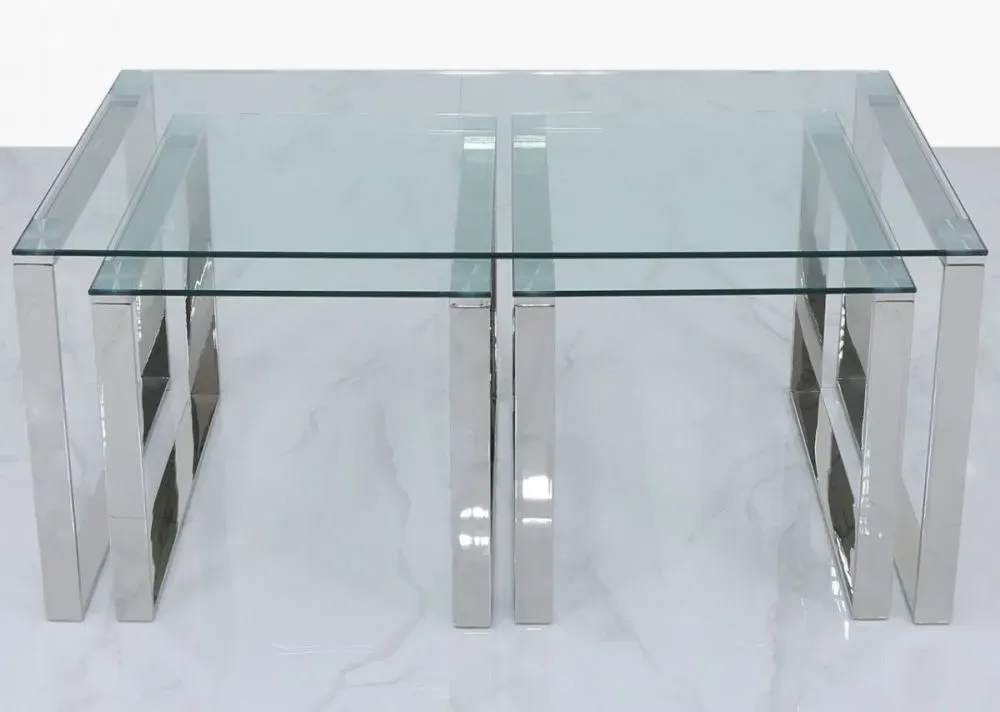 Value Harry Nest of 3 Tables - Steel, Glass