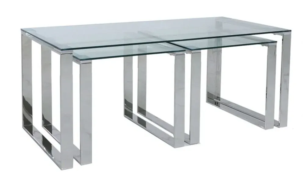 Value Harry Nest of 3 Tables - Steel, Glass