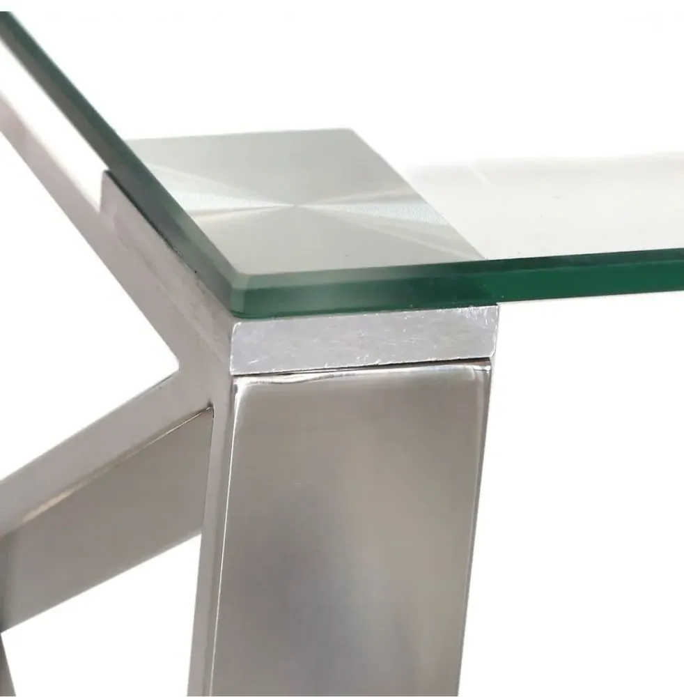 Zenith Console Table - Chrome, Glass