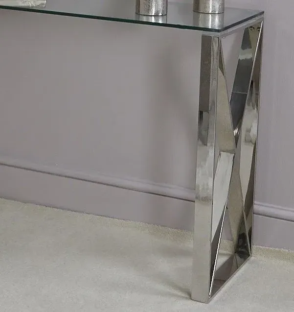 Zenith Console Table - Chrome, Glass