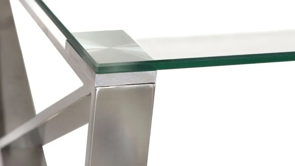 Zenith Glass Coffee Table - Silver, Chrome