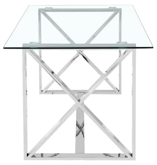 Zenith Glass Dining Table - Chrome
