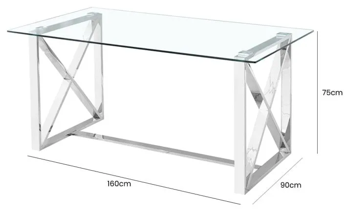 Zenith Glass Dining Table - Chrome