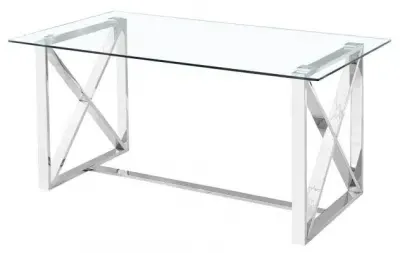 Zenith Glass Dining Table - Chrome image
