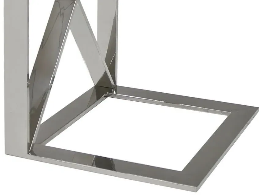 Zenith Glass Sofa Table - Silver, Chrome