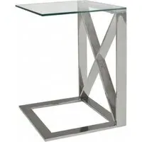 Zenith Glass Sofa Table - Silver, Chrome
