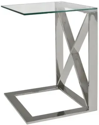 Zenith Glass Sofa Table - Silver, Chrome image