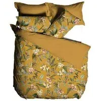 Anastacia Botanical Cotton Duvet Cover Set - Ochre