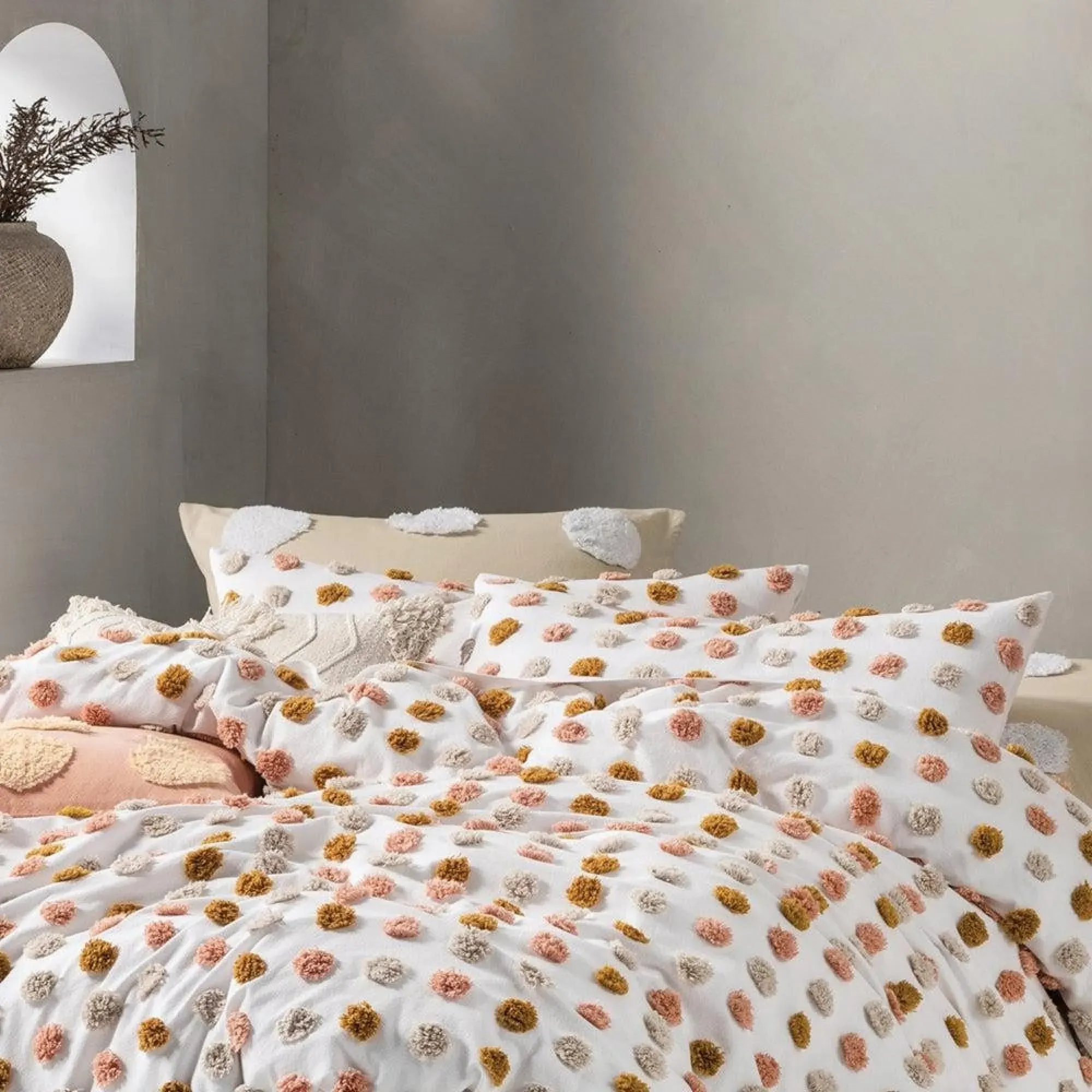 Haze Tufted Pillowcase - Pink and Sand