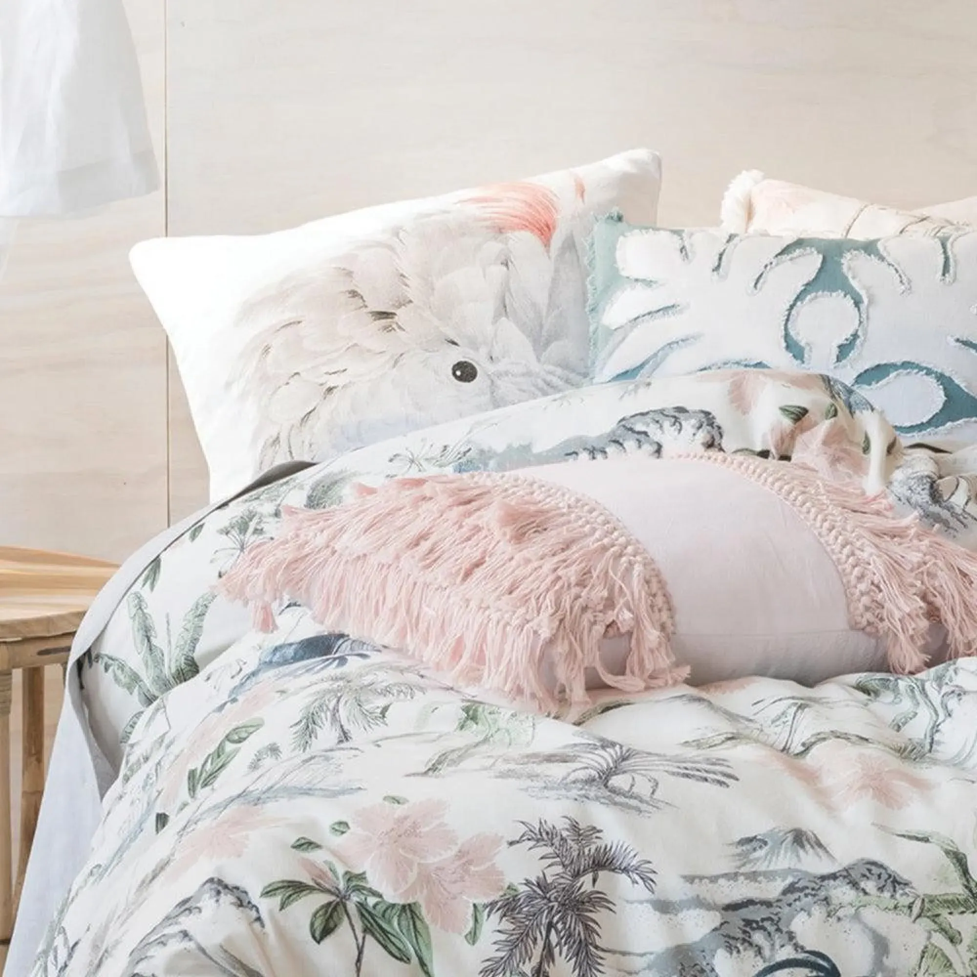 Luana Fringed Cotton Duvet Cover Set - White