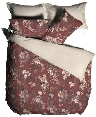 Taira Cord Piped Floral Cotton Duvet Cover Set - Rhubarb image