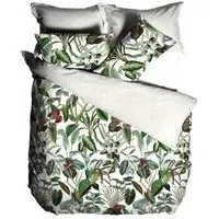 Wonderplant Botanical Cotton Duvet Cover Set - White, Green