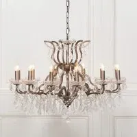 12 Branch Chandelier with Cut Glass - Antique Silver