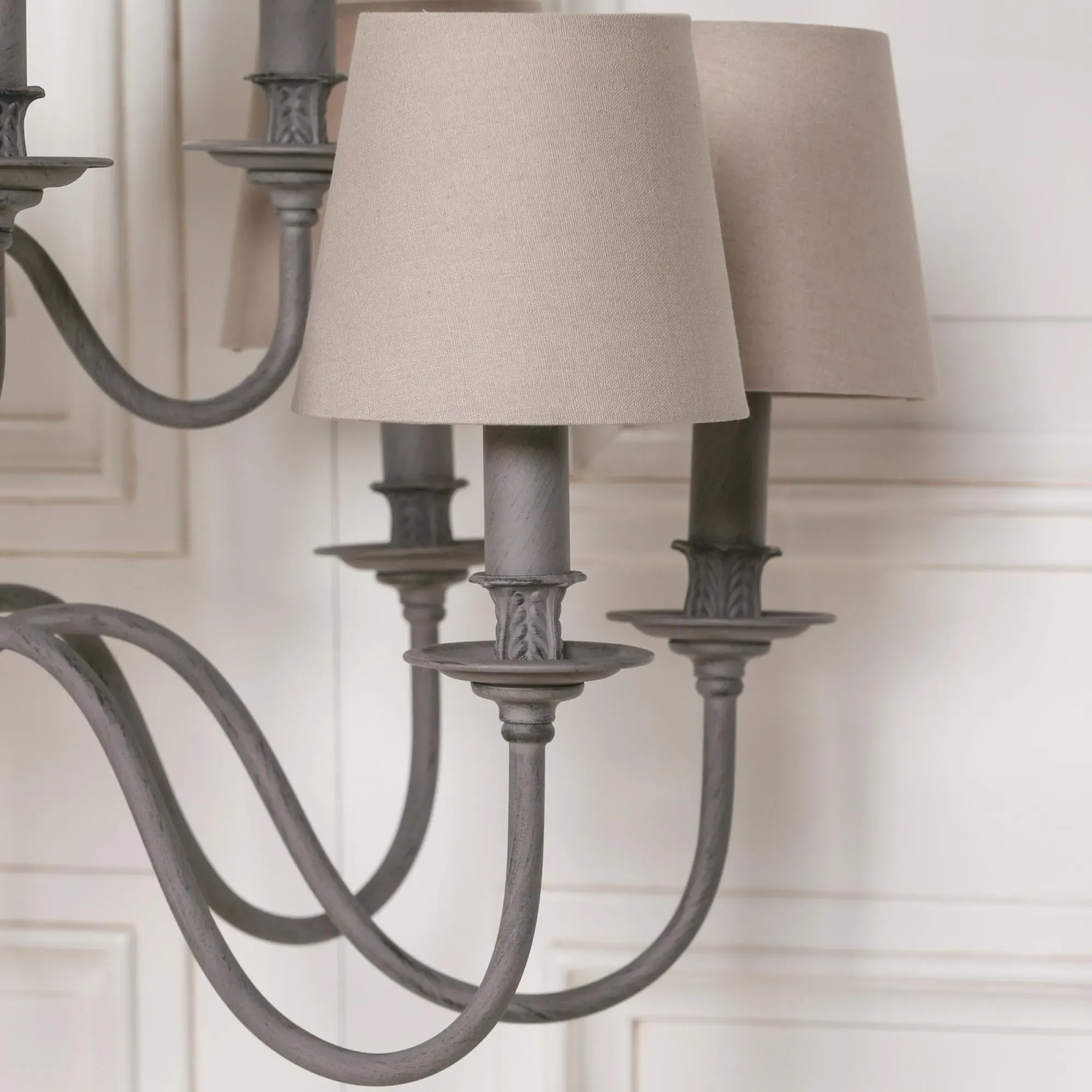 12 Branch Chandelier with Shade - Grey