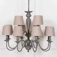 12 Branch Chandelier with Shade - Grey