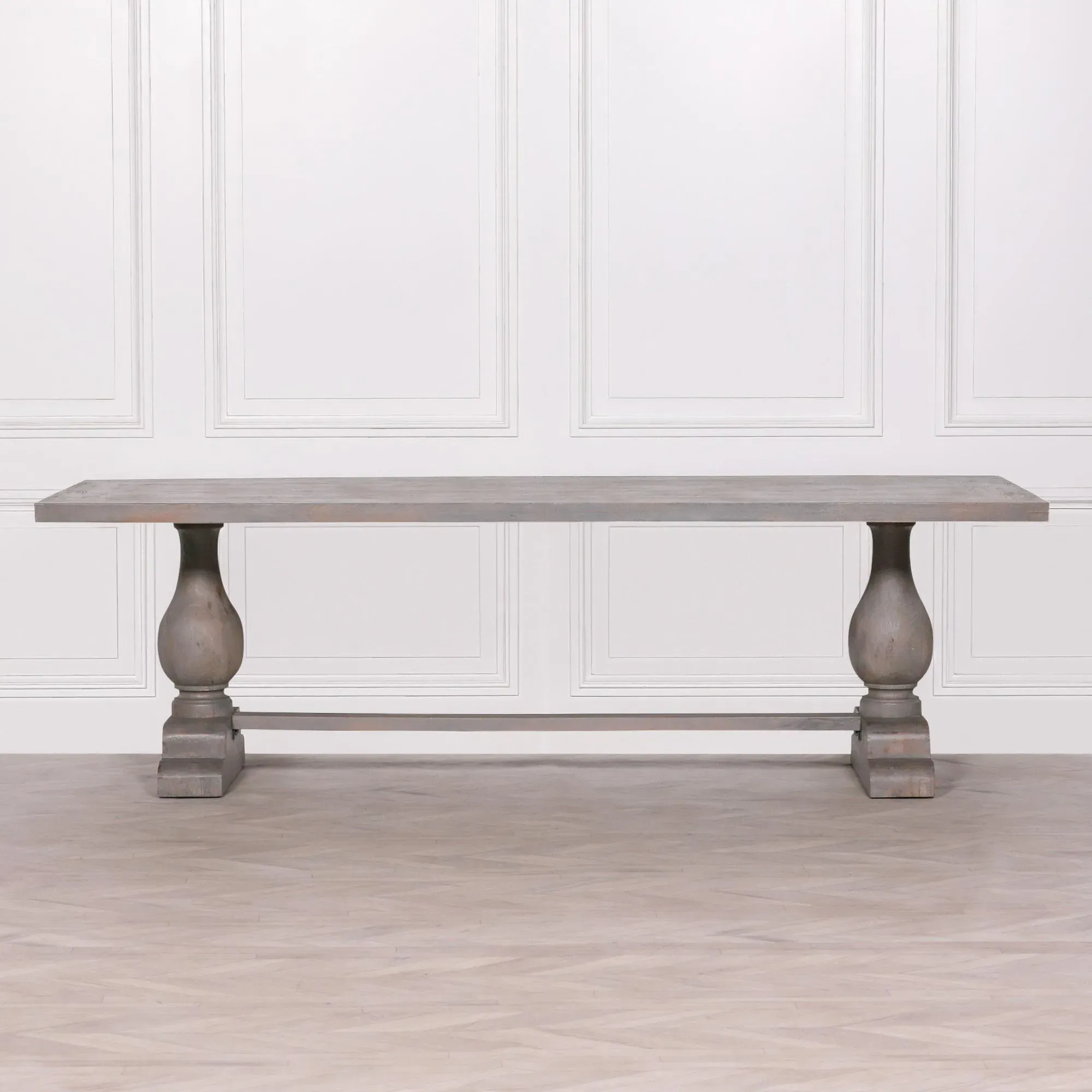 12 Seater Double Pedestal Dining Table - Grey, Mango Wood