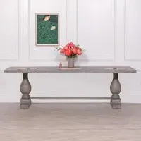 12 Seater Double Pedestal Dining Table - Grey, Mango Wood