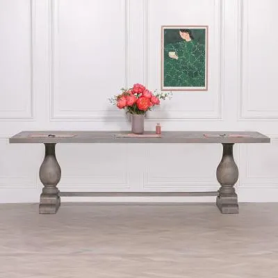 12 Seater Double Pedestal Dining Table - Grey, Mango Wood image