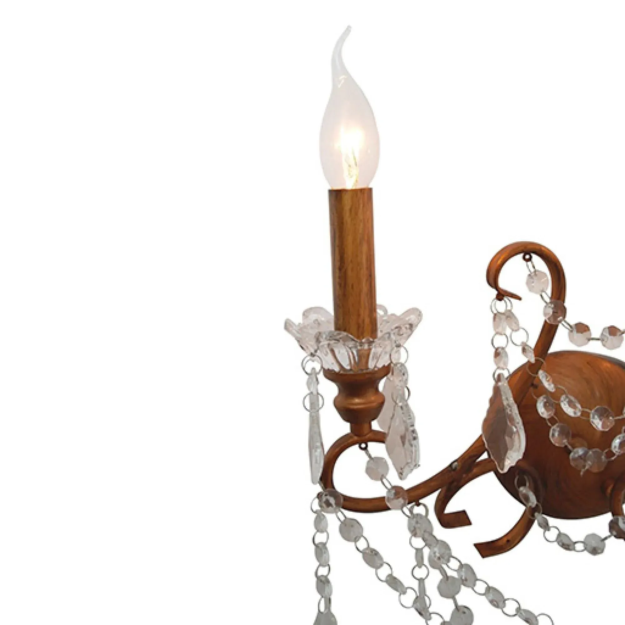 2 Branch Cut Glass Chandelier Wall Light - Antique Gold