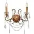 2 Branch Cut Glass Chandelier Wall Light - Antique Gold