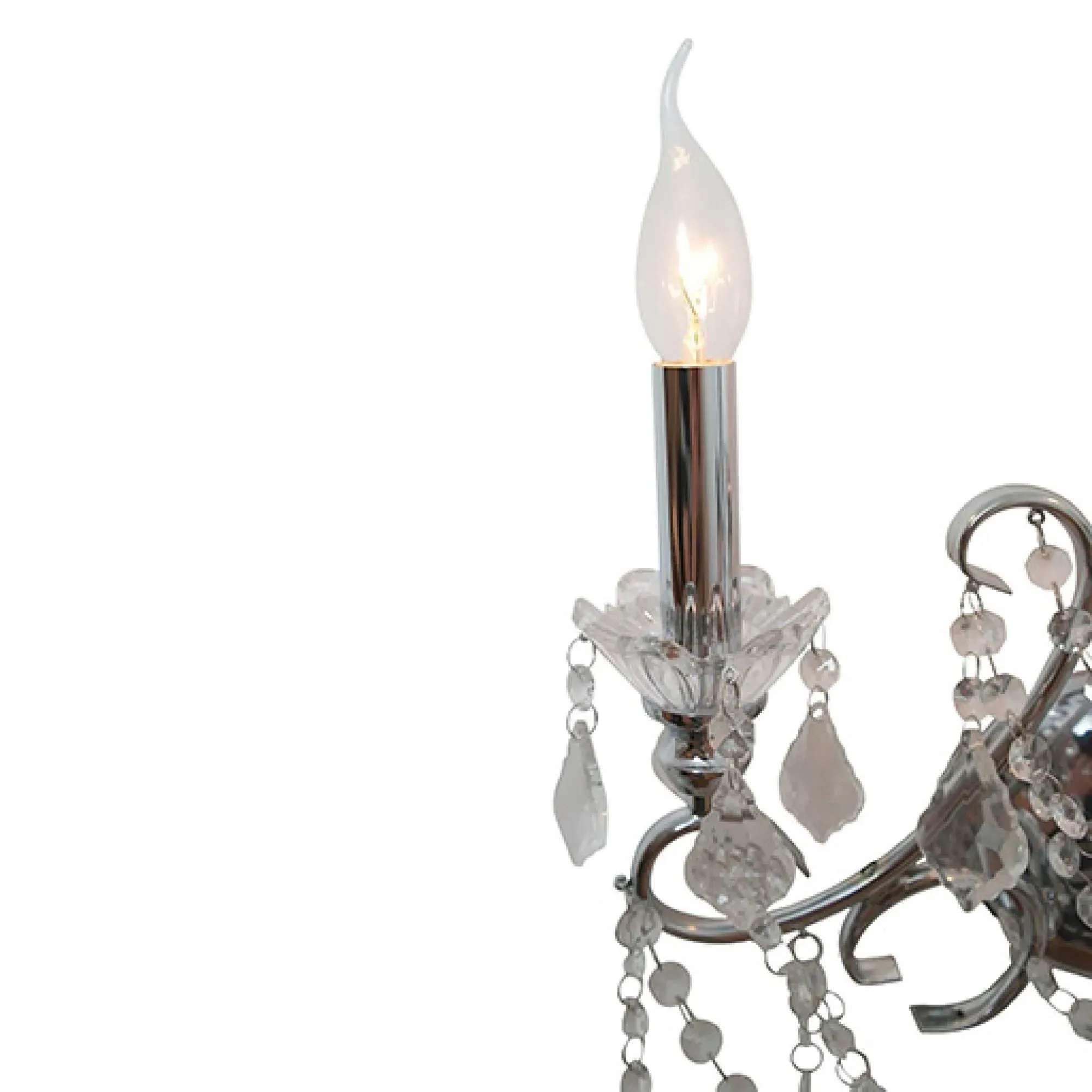 2 Branch Cut Glass Chandelier Wall Light - Chrome