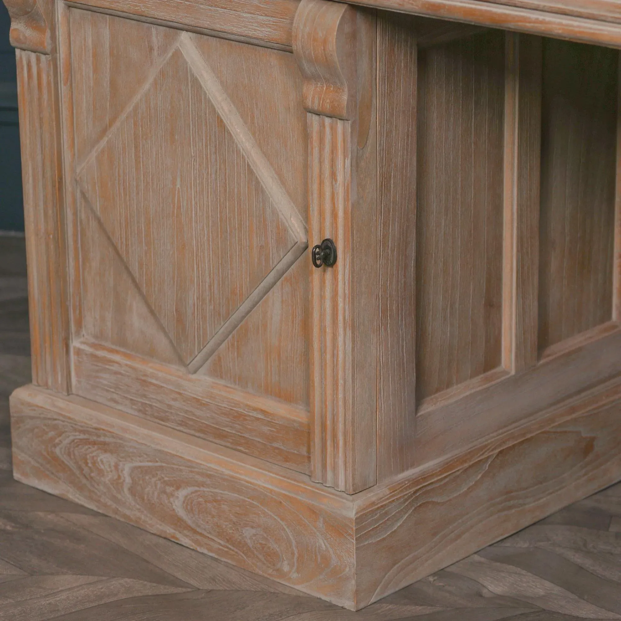 2 Door 3 Drawer Double Pedestal Desk - Rustic, Wood