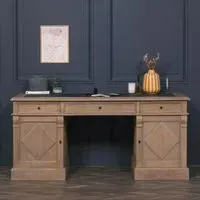 2 Door 3 Drawer Double Pedestal Desk - Rustic, Wood