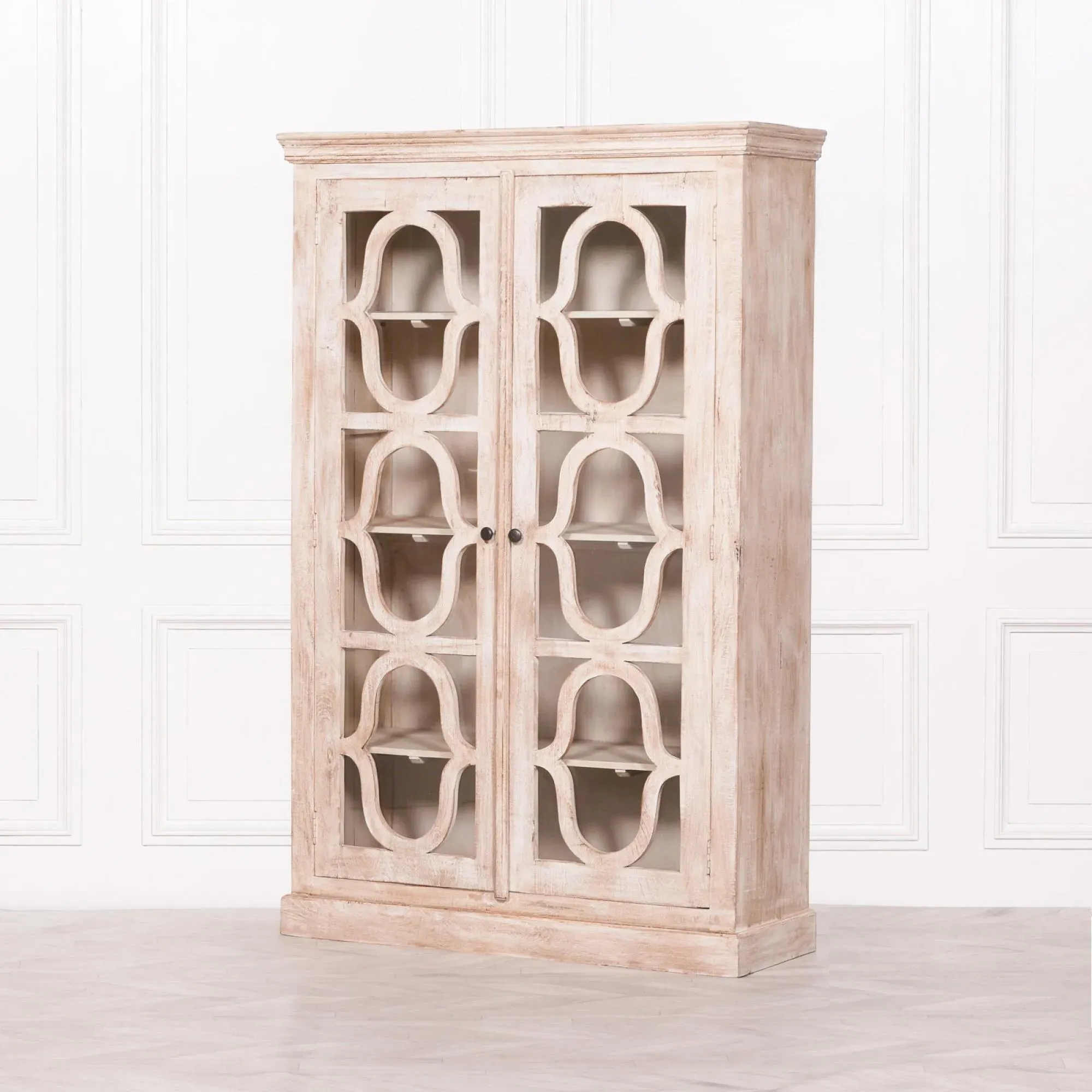 2 Door Display Cabinet - Washed Mango