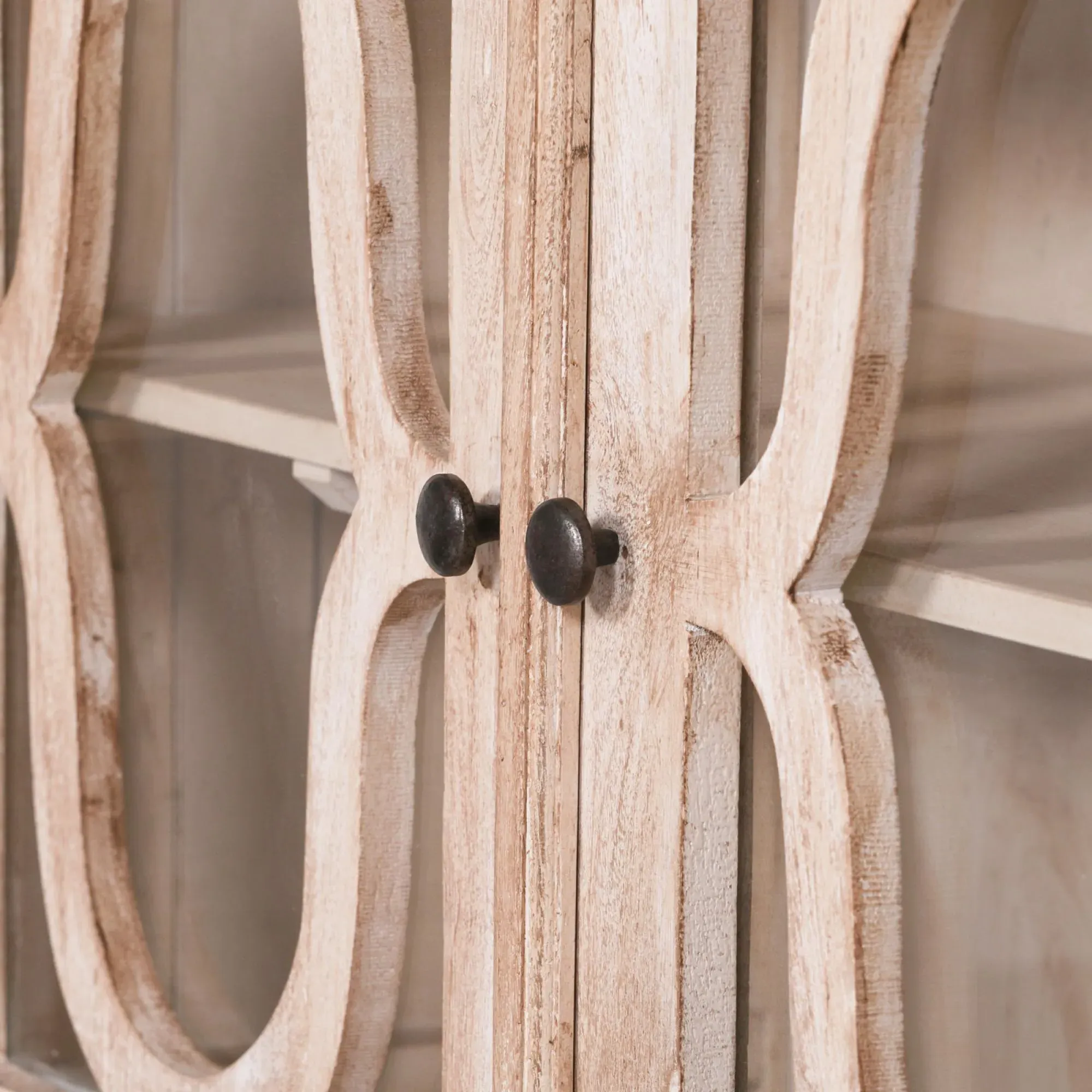 2 Door Display Cabinet - Washed Mango